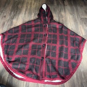 Red and Black Hooded Poncho